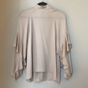 Ivory long sleeve ruffle blouse